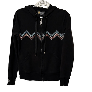 🎠CHRISTINE ALEXANDER Black Hoodie with Chevron Pattern Small GUC